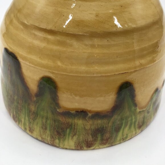 Vintage Glazed Bowl Handmade Studio Art Decor Yellow Green Glazed Artist Signed - Picture 10 of 11